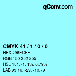 カラーコード: CMYK 41 / 1 / 0 / 0 | qconv.com
