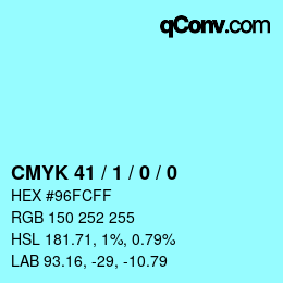 Farbcode: CMYK 41 / 1 / 0 / 0 | qconv.com