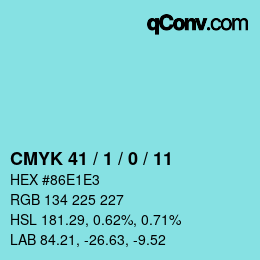 颜色代码: CMYK 41 / 1 / 0 / 11 | qconv.com
