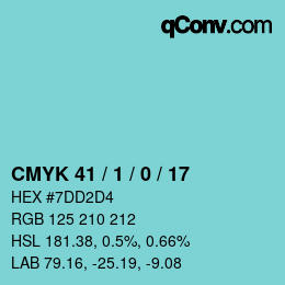 颜色代码: CMYK 41 / 1 / 0 / 17 | qconv.com