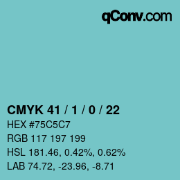 カラーコード: CMYK 41 / 1 / 0 / 22 | qconv.com