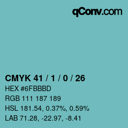 Color code: CMYK 41 / 1 / 0 / 26 | qconv.com