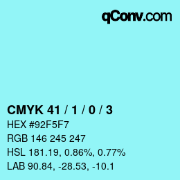 カラーコード: CMYK 41 / 1 / 0 / 3 | qconv.com