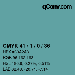 カラーコード: CMYK 41 / 1 / 0 / 36 | qconv.com