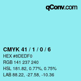 カラーコード: CMYK 41 / 1 / 0 / 6 | qconv.com