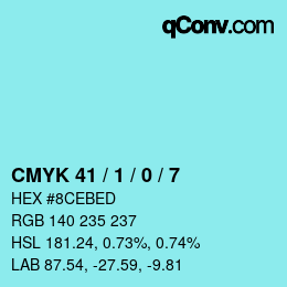 Color code: CMYK 41 / 1 / 0 / 7 | qconv.com