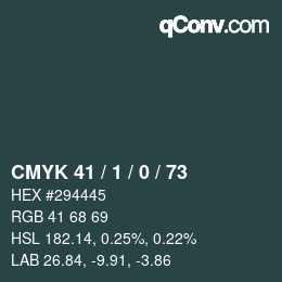 Color code: CMYK 41 / 1 / 0 / 73 | qconv.com