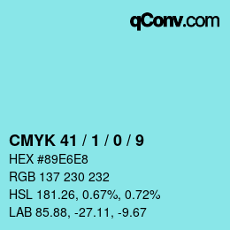 颜色代码: CMYK 41 / 1 / 0 / 9 | qconv.com