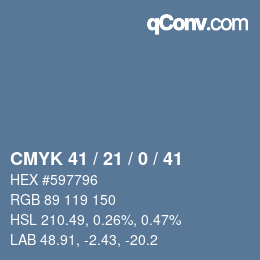 カラーコード: CMYK 41 / 21 / 0 / 41 | qconv.com