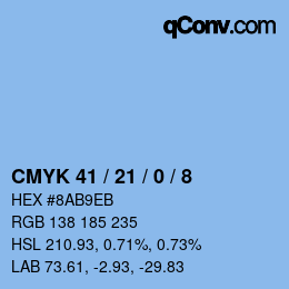 颜色代码: CMYK 41 / 21 / 0 / 8 | qconv.com