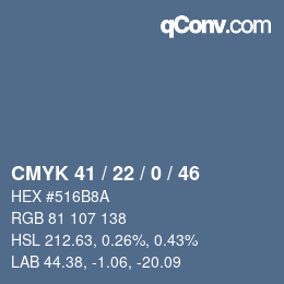 Color code: CMYK 41 / 22 / 0 / 46 | qconv.com