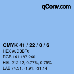 Color code: CMYK 41 / 22 / 0 / 6 | qconv.com