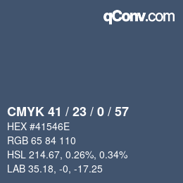 Color code: CMYK 41 / 23 / 0 / 57 | qconv.com