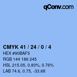 カラーコード: CMYK 41 / 24 / 0 / 4 | qconv.com
