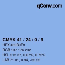 カラーコード: CMYK 41 / 24 / 0 / 9 | qconv.com