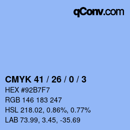 カラーコード: CMYK 41 / 26 / 0 / 3 | qconv.com