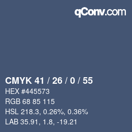 Código de color: CMYK 41 / 26 / 0 / 55 | qconv.com