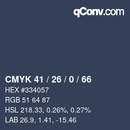 Código de color: CMYK 41 / 26 / 0 / 66 | qconv.com