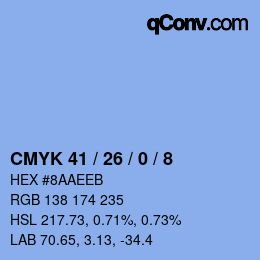 カラーコード: CMYK 41 / 26 / 0 / 8 | qconv.com