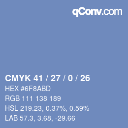 颜色代码: CMYK 41 / 27 / 0 / 26 | qconv.com