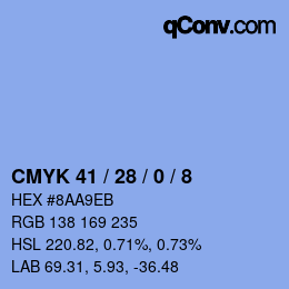 颜色代码: CMYK 41 / 28 / 0 / 8 | qconv.com