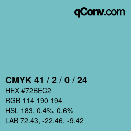 颜色代码: CMYK 41 / 2 / 0 / 24 | qconv.com