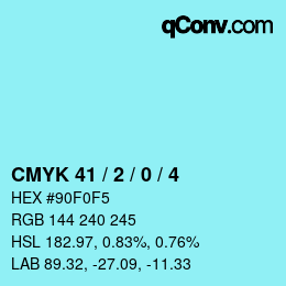 カラーコード: CMYK 41 / 2 / 0 / 4 | qconv.com
