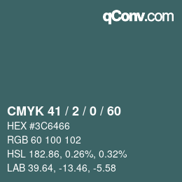カラーコード: CMYK 41 / 2 / 0 / 60 | qconv.com