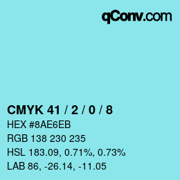 颜色代码: CMYK 41 / 2 / 0 / 8 | qconv.com