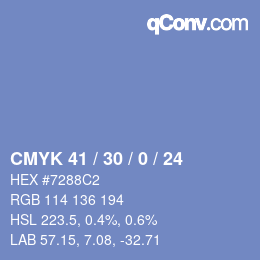 颜色代码: CMYK 41 / 30 / 0 / 24 | qconv.com