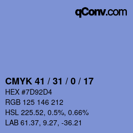 カラーコード: CMYK 41 / 31 / 0 / 17 | qconv.com