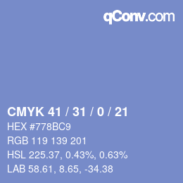 Color code: CMYK 41 / 31 / 0 / 21 | qconv.com