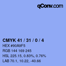 Color code: CMYK 41 / 31 / 0 / 4 | qconv.com