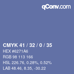 カラーコード: CMYK 41 / 32 / 0 / 35 | qconv.com
