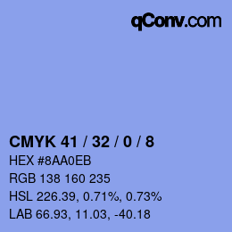 カラーコード: CMYK 41 / 32 / 0 / 8 | qconv.com