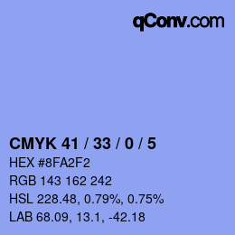 Color code: CMYK 41 / 33 / 0 / 5 | qconv.com