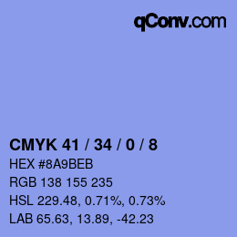 Color code: CMYK 41 / 34 / 0 / 8 | qconv.com