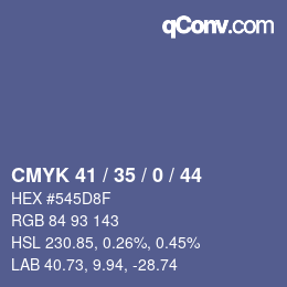 Color code: CMYK 41 / 35 / 0 / 44 | qconv.com