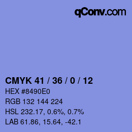 カラーコード: CMYK 41 / 36 / 0 / 12 | qconv.com