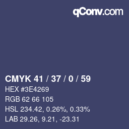 颜色代码: CMYK 41 / 37 / 0 / 59 | qconv.com