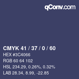 カラーコード: CMYK 41 / 37 / 0 / 60 | qconv.com
