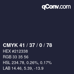 カラーコード: CMYK 41 / 37 / 0 / 78 | qconv.com