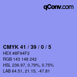 Color code: CMYK 41 / 39 / 0 / 5 | qconv.com