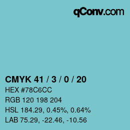 カラーコード: CMYK 41 / 3 / 0 / 20 | qconv.com