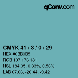 カラーコード: CMYK 41 / 3 / 0 / 29 | qconv.com