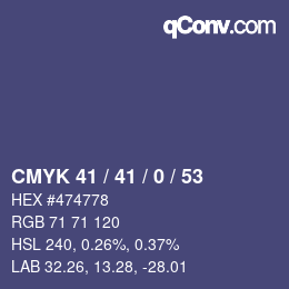 颜色代码: CMYK 41 / 41 / 0 / 53 | qconv.com
