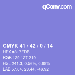 Farbcode: CMYK 41 / 42 / 0 / 14 | qconv.com
