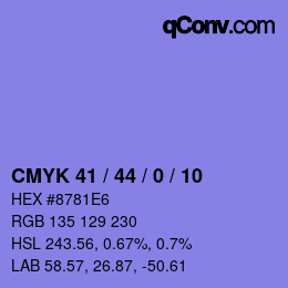 颜色代码: CMYK 41 / 44 / 0 / 10 | qconv.com