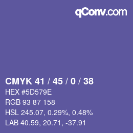 Farbcode: CMYK 41 / 45 / 0 / 38 | qconv.com