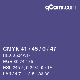Color code: CMYK 41 / 45 / 0 / 47 | qconv.com